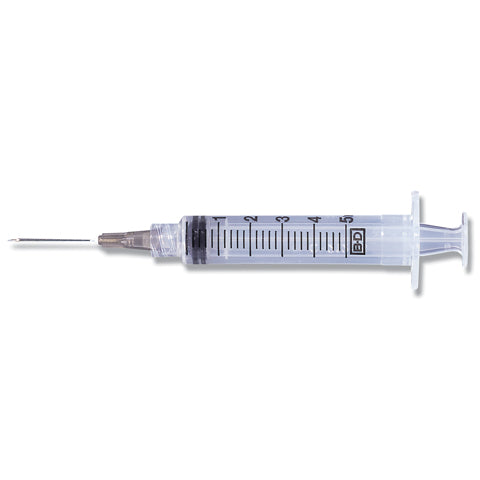 BD 5mL Syringe Luer-Lok Tip w/ PrecisionGlide Needle, 22G x 1 1/2", 25/Box