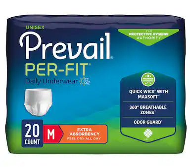 Prevail Per-Fit Daily Underwear Men Medium 34"-46"  20/Bag