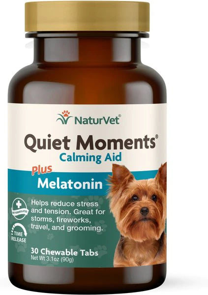 Quiet Moments Calming Aid w/Melatonin for Dogs Chew Tabs 30/Bottle 7 Bottles/Case