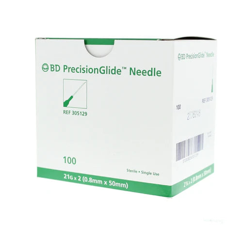 BD PrecisionGlide Needle 21G x 2", Sterile 100/Box