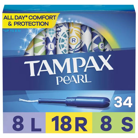 Tampax Pearl Tampons Trio Pack w/Plastic Applicator & LeakGuard 34/Pack