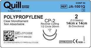 2 Polypropylene Clear Monofilament Sutures, 14cm x 14cm, CP-2, 12/Box