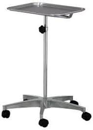 Mobile Instrument Stand, Aluminum Base, Stainless Steel Tray, NEW, 1/Box