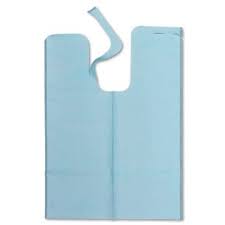 Dental, Chainless Bib w/Ties, 18" x 25", 1-Ply Tissue, Blue, 250/Box