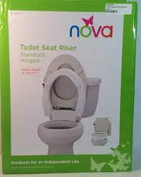 Toilet Seat Riser, Standard, Hinged, Raises Height of Seat 3 1/2", 1/ Box