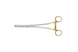 Parametrium Forceps Gold Rings 9.5", Slightly Curved S/S