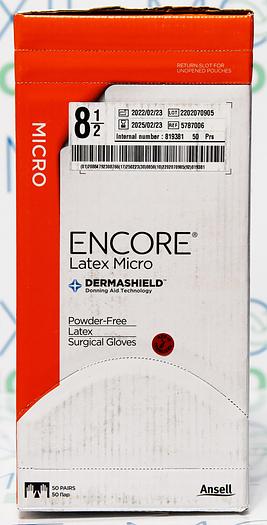 Surgical Gloves, Encore Latex Micro Dermashield, Size 8.5, 50 Pairs/Box