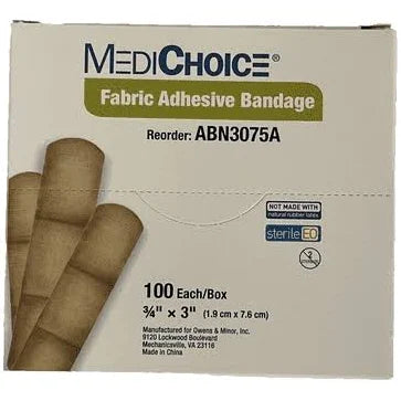 Fabric Adhesive Bandages, 3/4" x 3", 100/Box