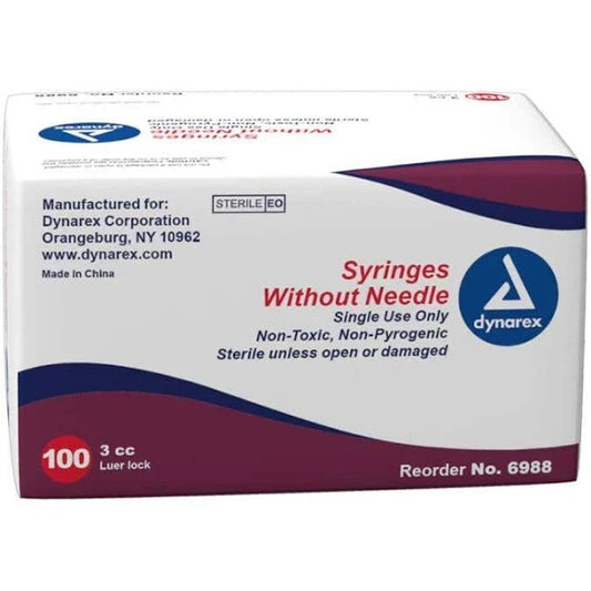 3mL Syringe w/o Needle, Luer Lock, Sterile, 100/Box