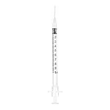 BakSnap Retractable Safety Syringe 1 ml, Needle 23G x 1.5", 100/box