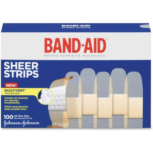 Band-Aid Sheer Strips, QuiltVent Technology, 3/4" x 3", 100/Box