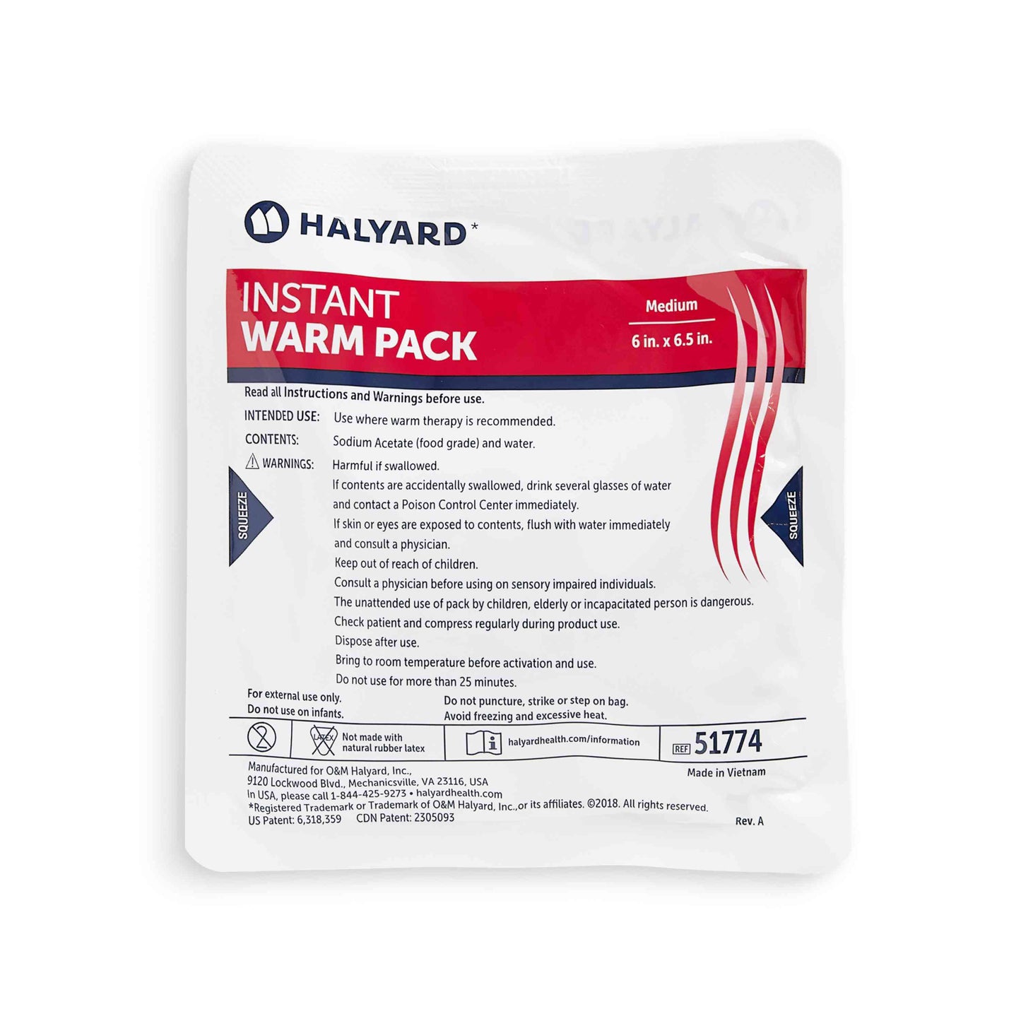 Instant Warm Pack Medium, 6" x 6.5", 36/Box