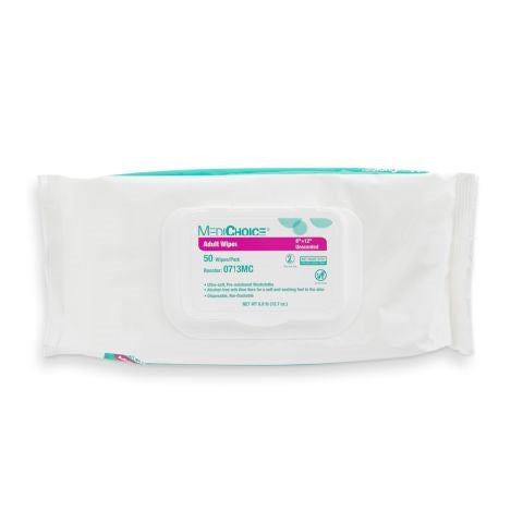 Unscented Premoistened Adult Wipes 8" x 12" 600/Case