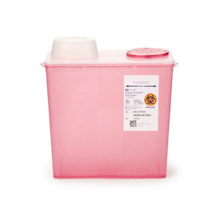 Sharps-A-Gator Sharps Container, Chimney Top, 8 Qt, Red, 1/Ea