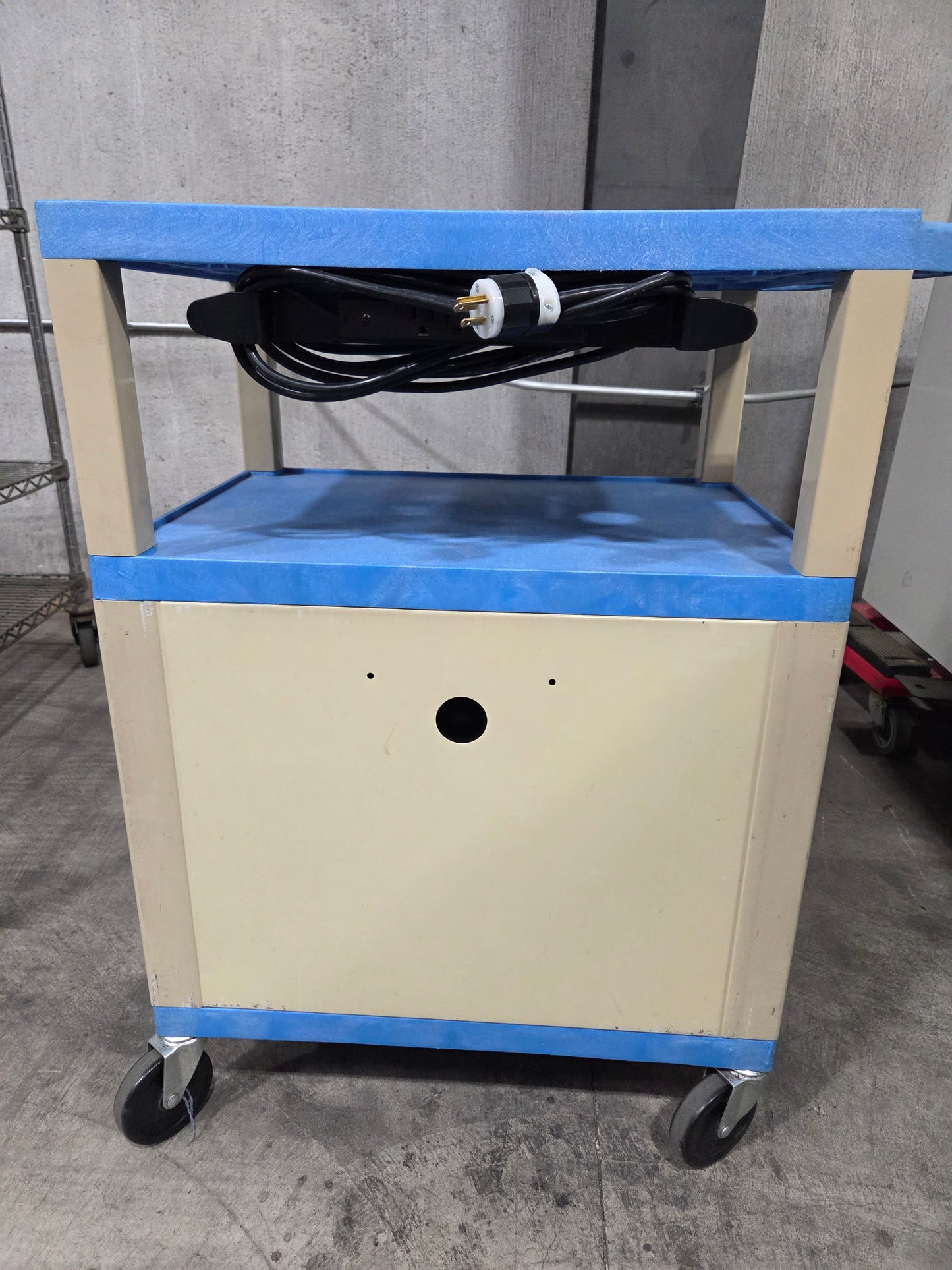 AV Rolling Cart with Cabinet and Outlets, Used - 1768130