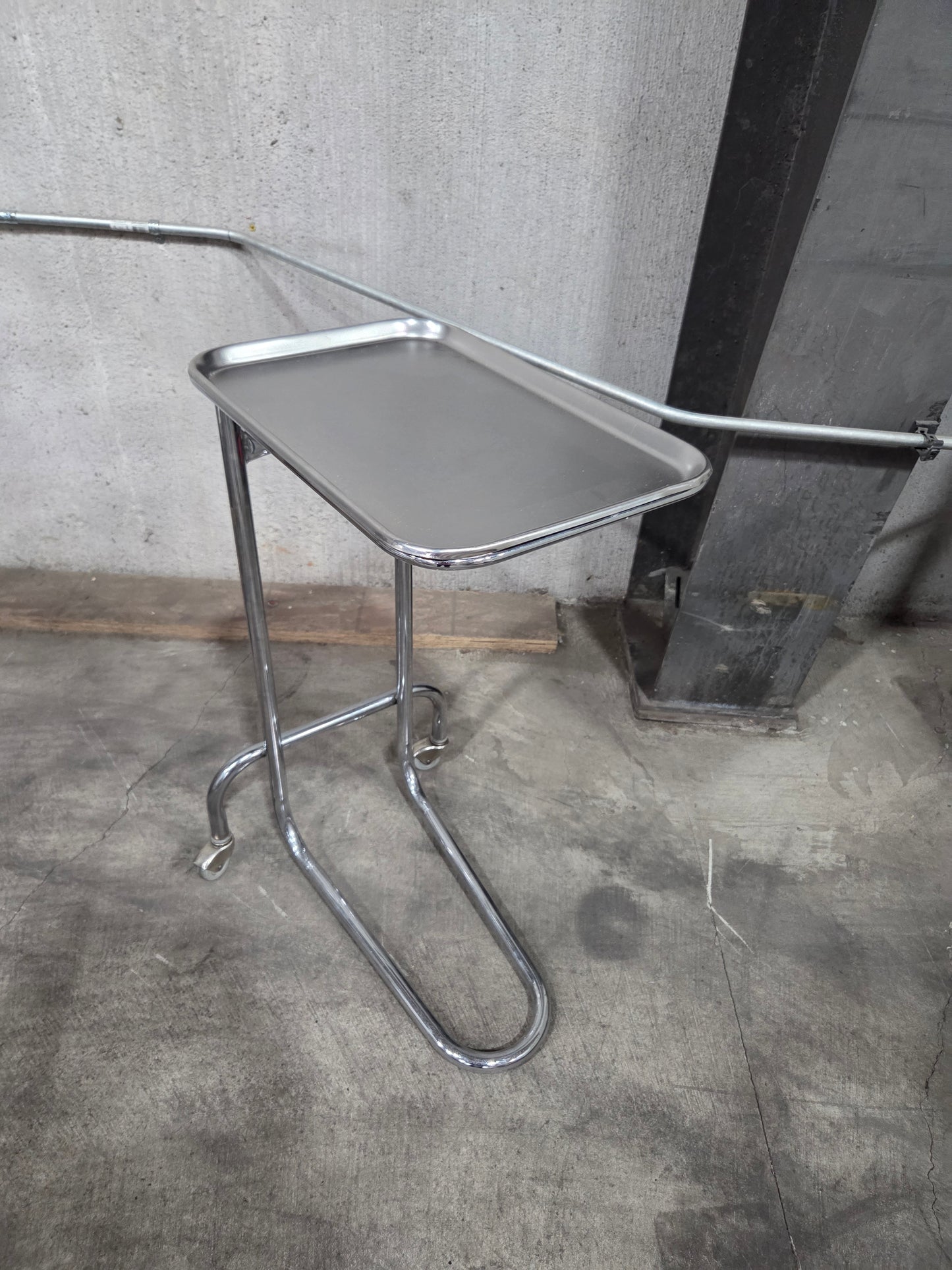 Mayo Instrument Stand with Stainless Steel Tray, Double Post, Used