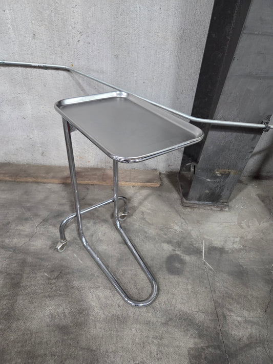 Mayo Instrument Stand with Stainless Steel Tray, Double Post, Used