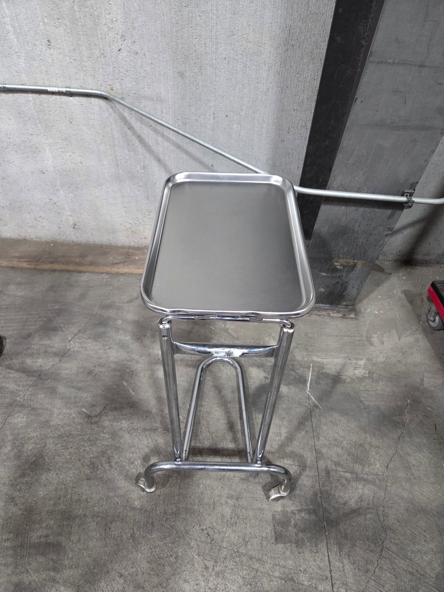 Mayo Instrument Stand with Stainless Steel Tray, Double Post, Used