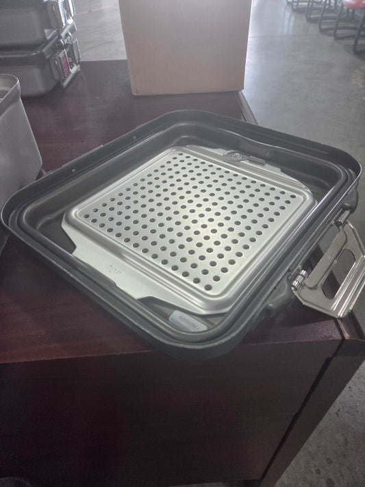 Genesis Sterilization Container 5" Deep, Half Length, w/ 2 Filter Retention Plates 5"x11"x12" Used
