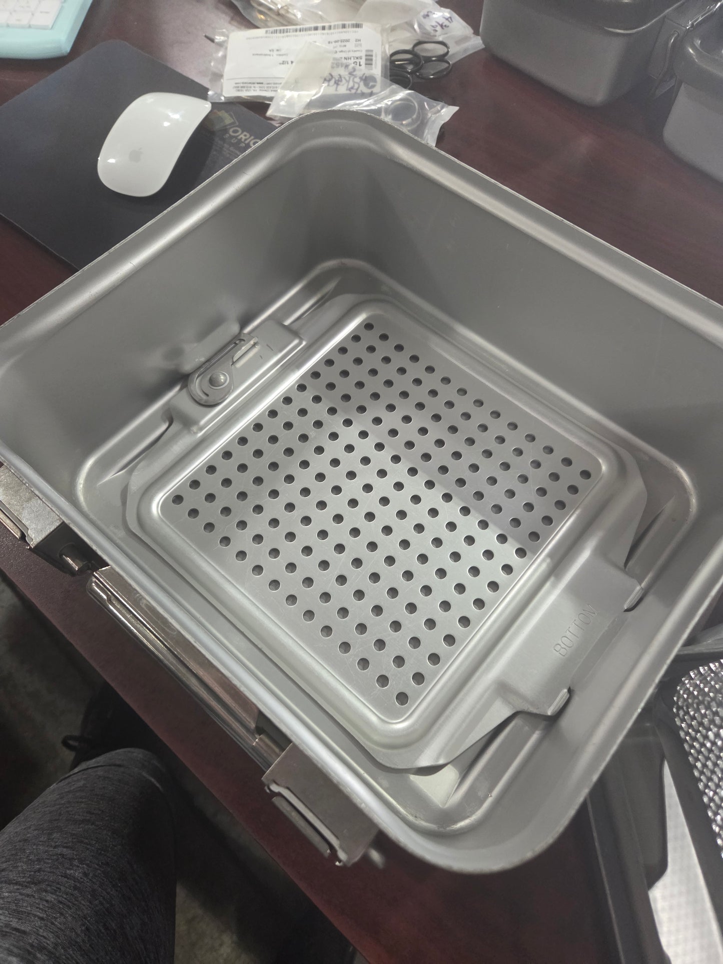 Genesis Sterilization Container 5" Deep, Half Length, w/ 2 Filter Retention Plates 5"x11"x12" Used