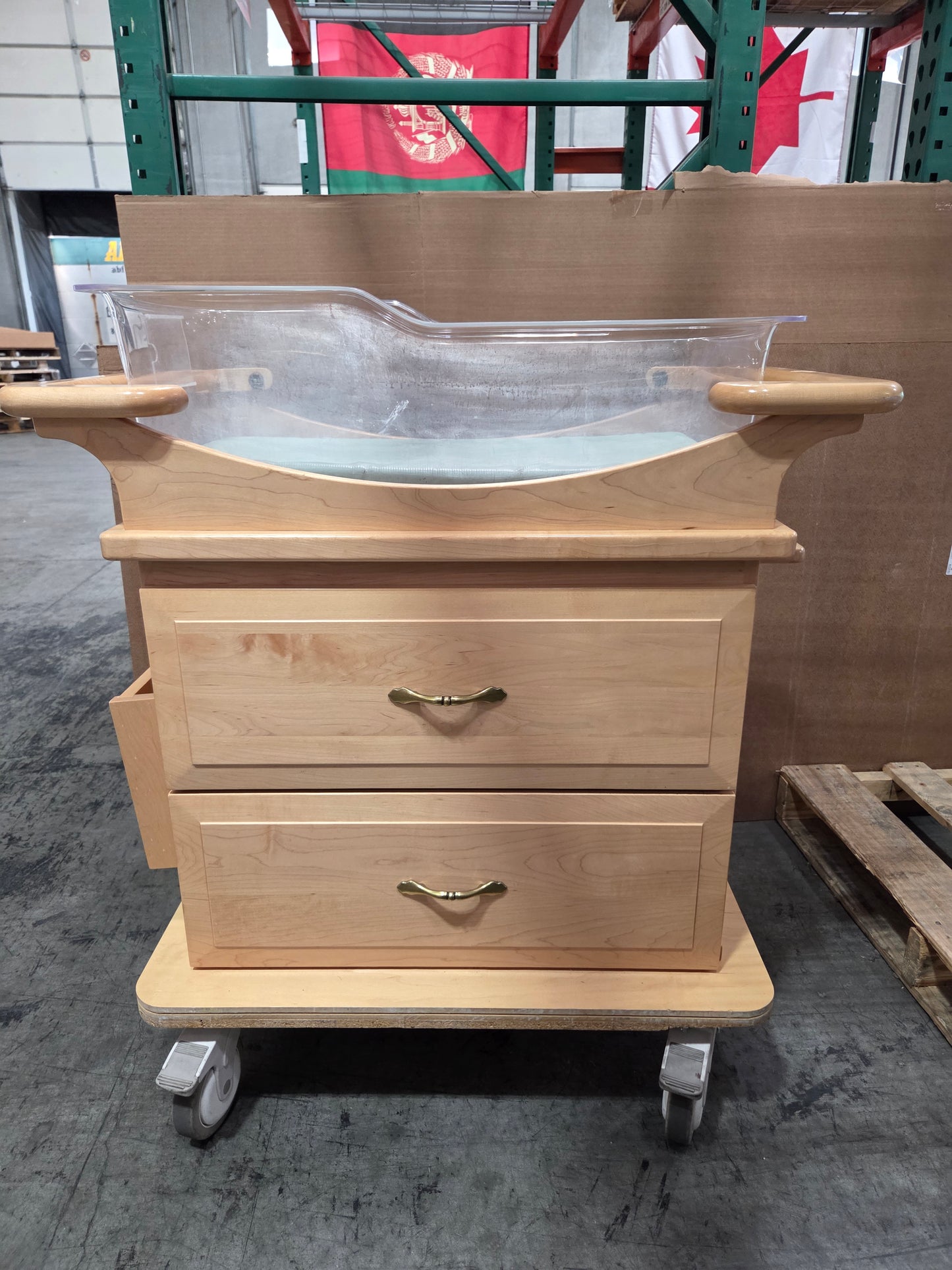 Medical Grade Laminate Bassinet with Drawers and Casters, Used, 1/ea - 1769696