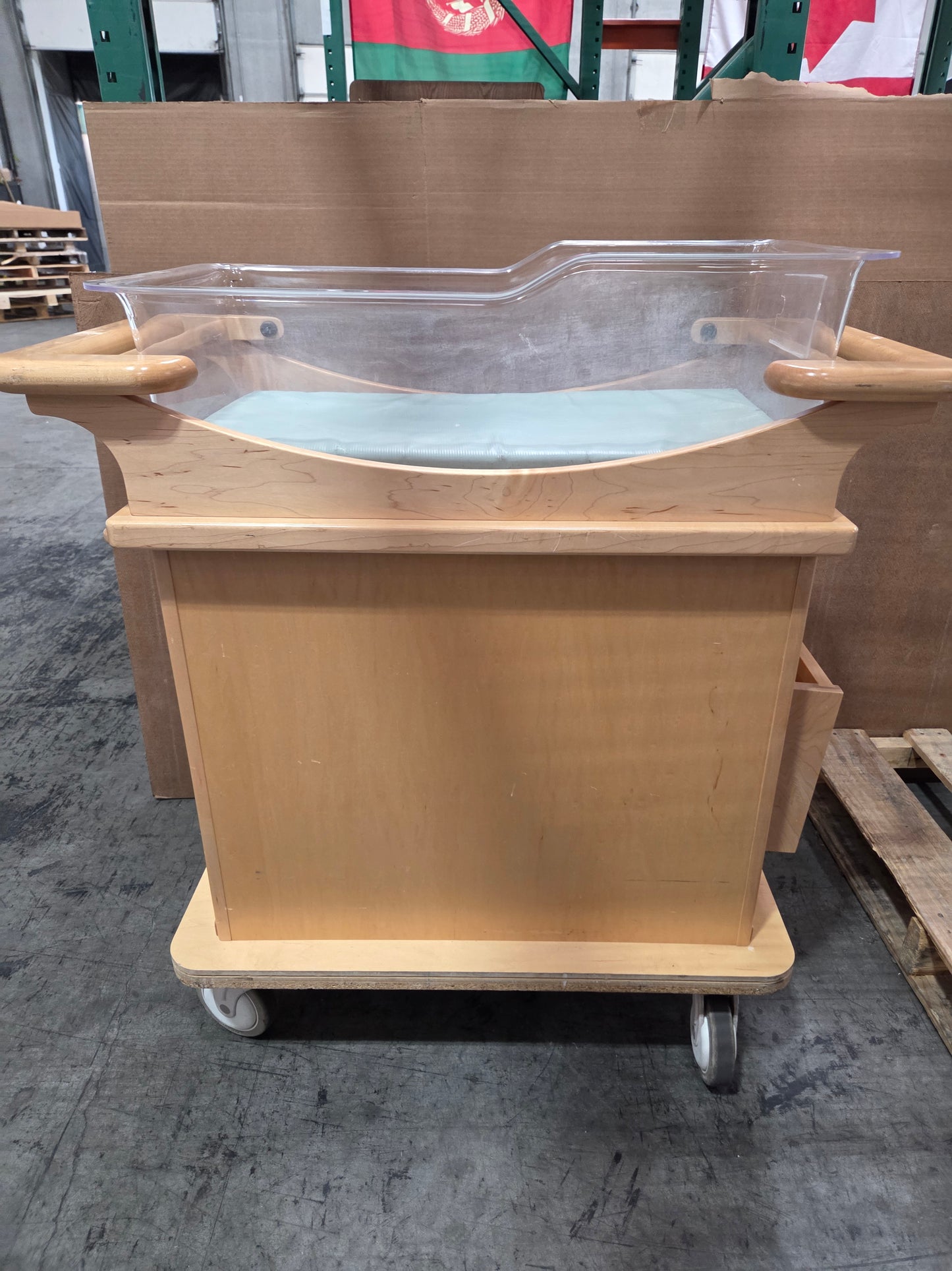 Medical Grade Laminate Bassinet with Drawers and Casters, Used, 1/ea - 1769696