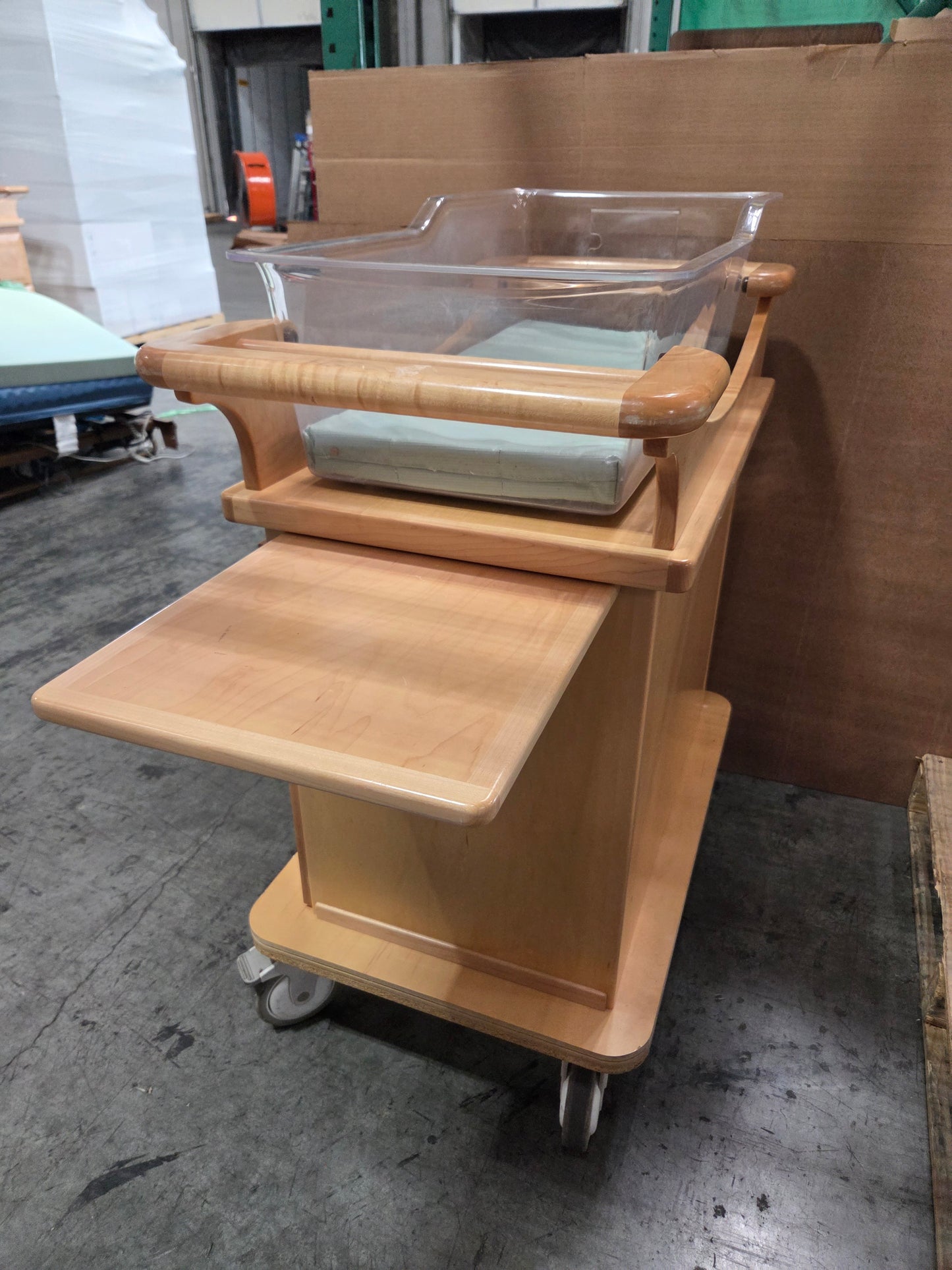 Medical Grade Laminate Bassinet with Drawers and Casters, Used, 1/ea - 1769696