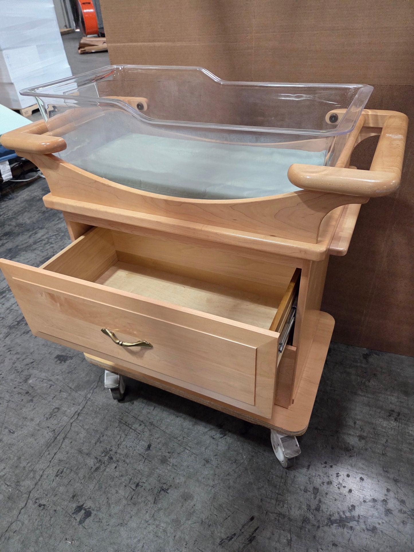 Medical Grade Laminate Bassinet with Drawers and Casters, Used, 1/ea - 1769696