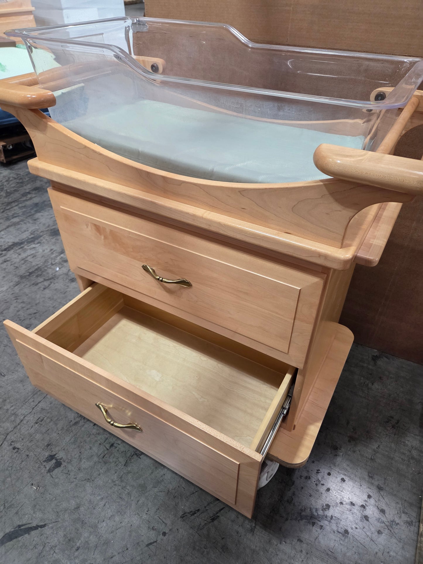 Medical Grade Laminate Bassinet with Drawers and Casters, Used, 1/ea - 1769696