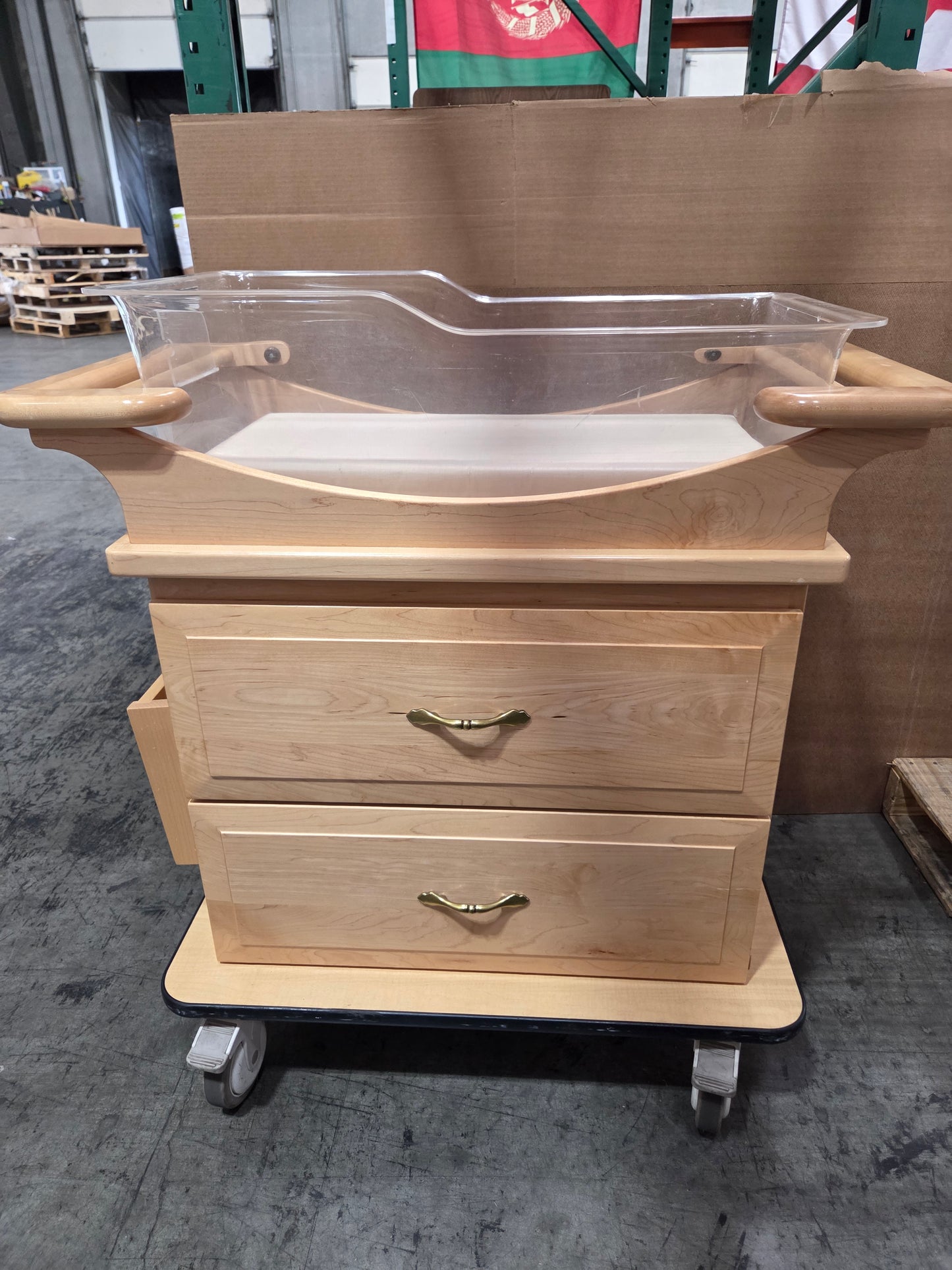 Medical Grade Laminate Bassinet with Drawers and Casters, Used, 1/ea - 1769697