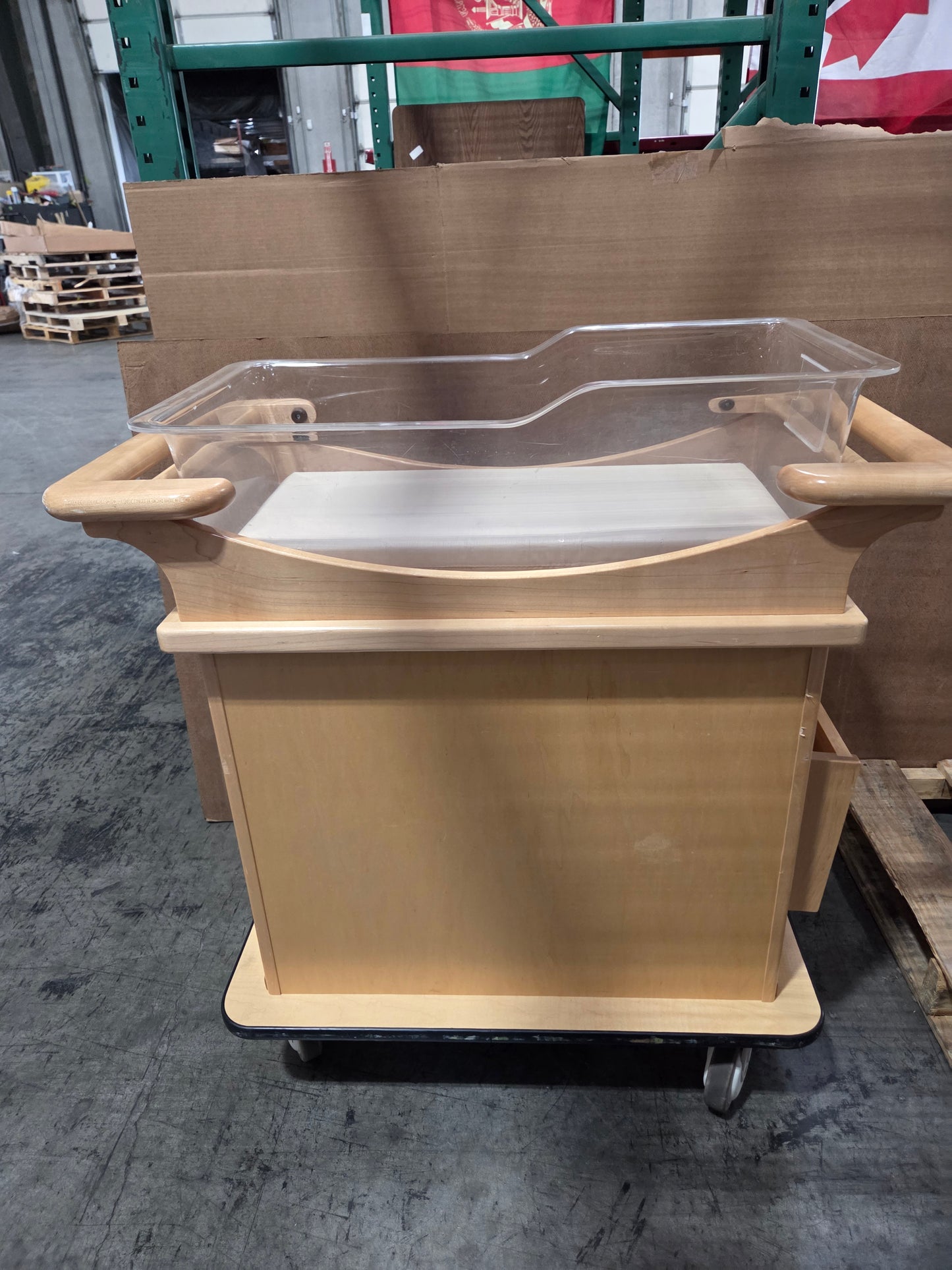 Medical Grade Laminate Bassinet with Drawers and Casters, Used, 1/ea - 1769697