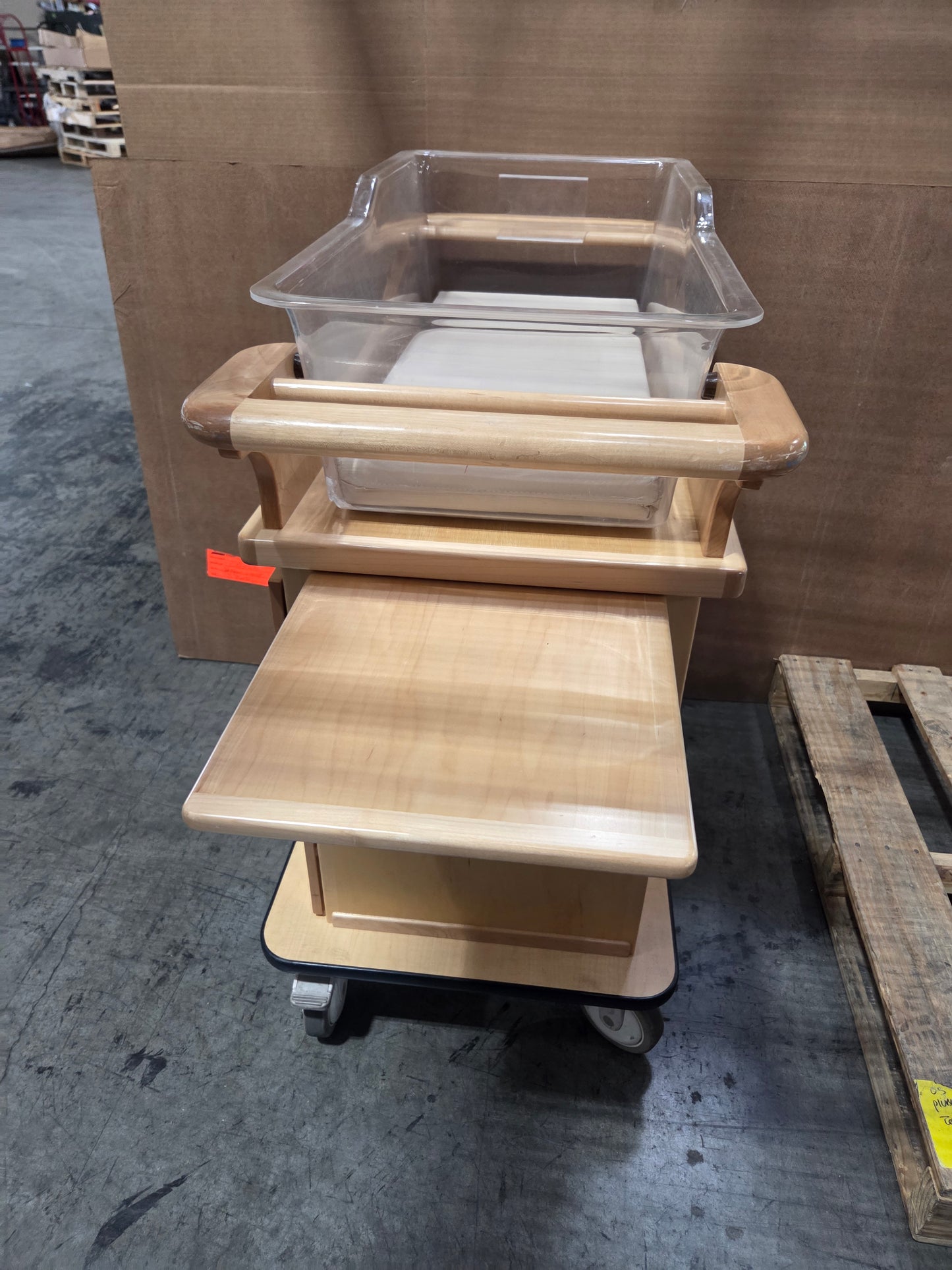 Medical Grade Laminate Bassinet with Drawers and Casters, Used, 1/ea - 1769697