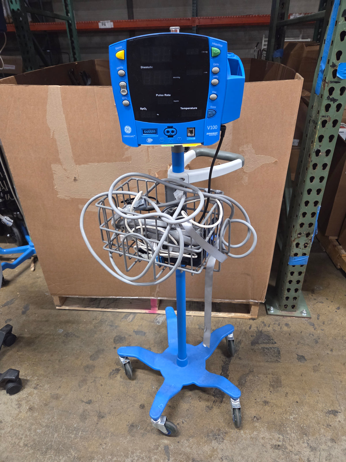 Carescape V100 Dinamap Vital Signs Monitor on Rolling Stand, Used, 1/Each - 1798833