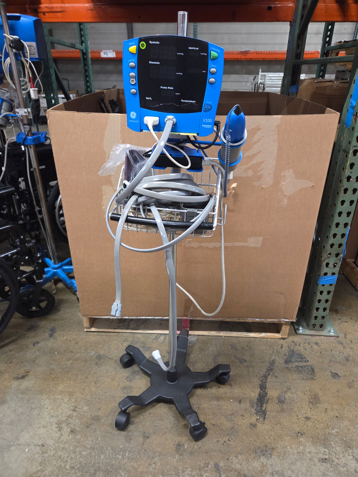 Carescape V100 Dinamap Vital Signs Monitor on Rolling Stand, Used, 1/Each - 1798841