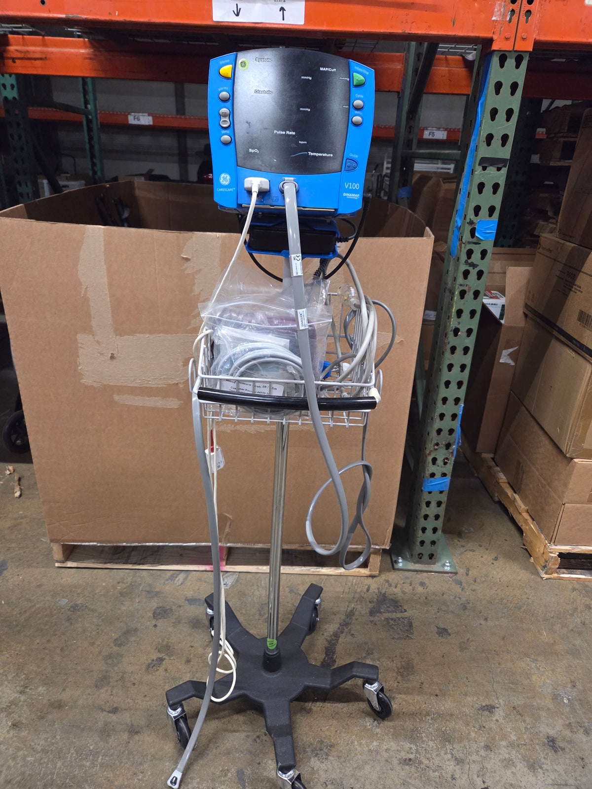 Carescape V100 Dinamap Vital Signs Monitor on Rolling Stand, Used, 1/Each - 1798843