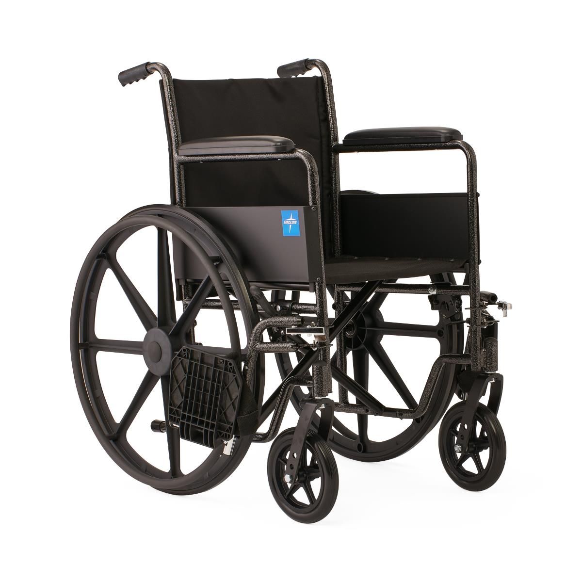 Guardian K1 Wheelchair with Removable Armrests and Swing-Away Footrests, 18in. W Seat, Nylon Upholstery, Black, Used, 1/Each