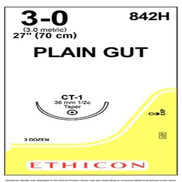 3-0 Plain Gut Sutures, 27&quot;, CT-1, 36/Box