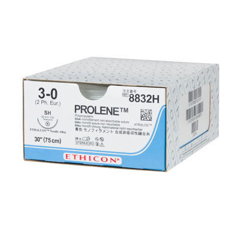 Prolene Polypropylene Suture 3-0, 30" Blue Monofilament, Taperpoint SH Sterile 36/Box