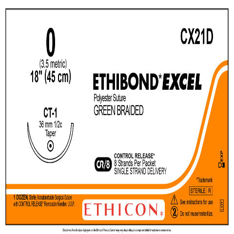 0 Ethibond Excel Suture, 8 x 18" CT-1, 12/Box