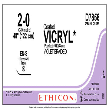 2-0 Coated Vicryl Violet Braided Sutures, 48", EN-S, 12/Box