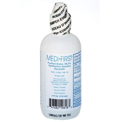 Eyewash Solution Purified Water, 98.3% Ophthalmic, 4 oz. Bottle, 48/Case