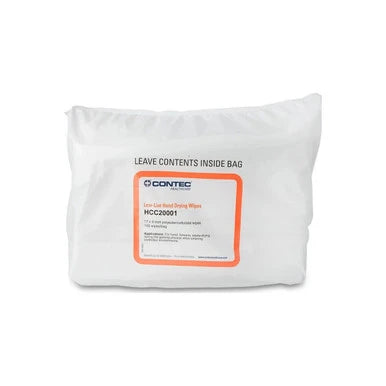 Hand Drying Wipe Low-Lint White 9" x 17", 100/Bag