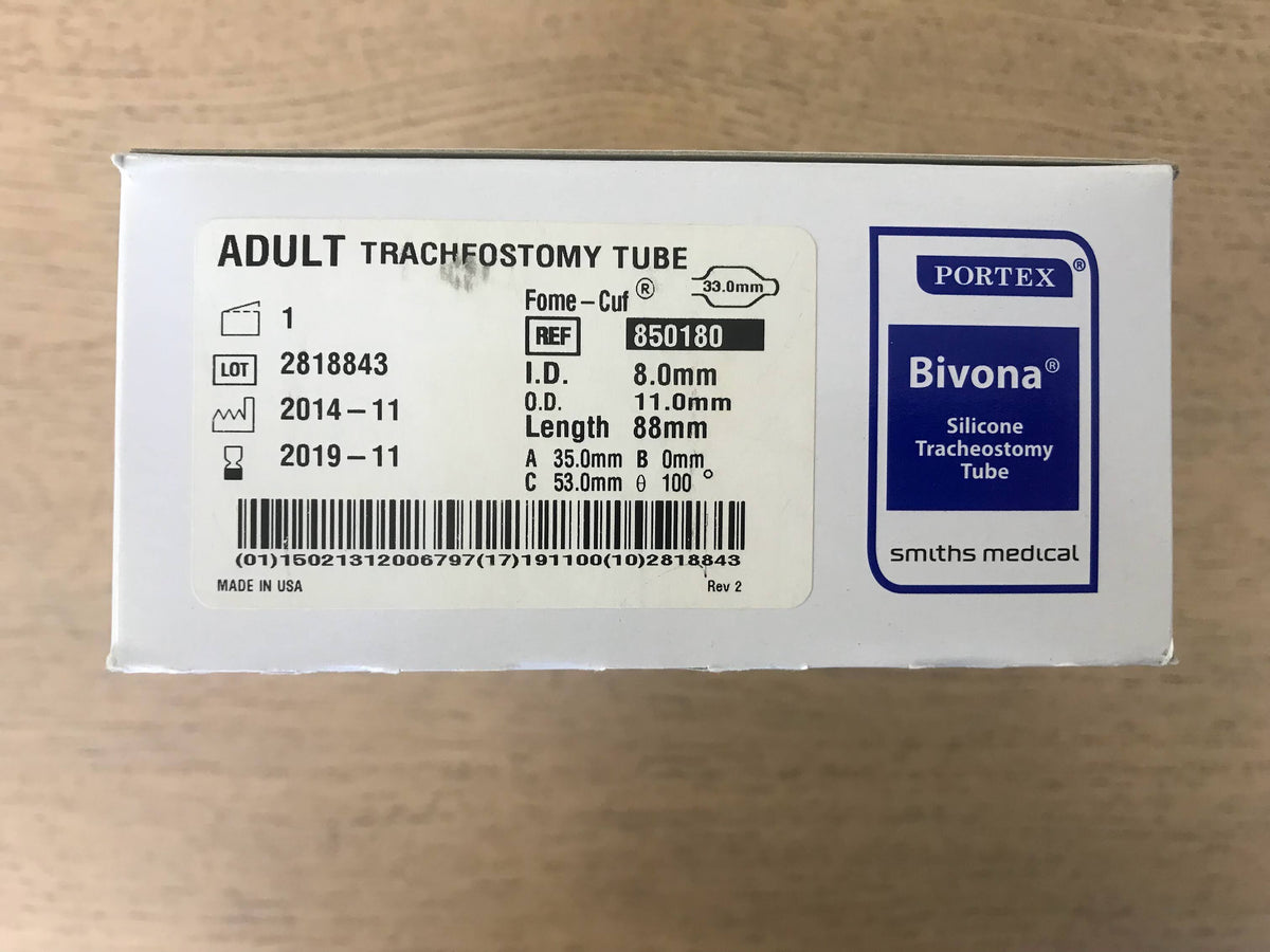 Bivona Silicone Tracheostomy Tube Fome-Cuf I.D. 8 Sterile, 1/Box