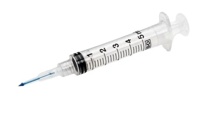 Syringe 5mL w/Vial Access Cannula, 100/Box