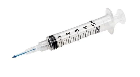 Syringe 5mL w/Vial Access Cannula, 100/Box