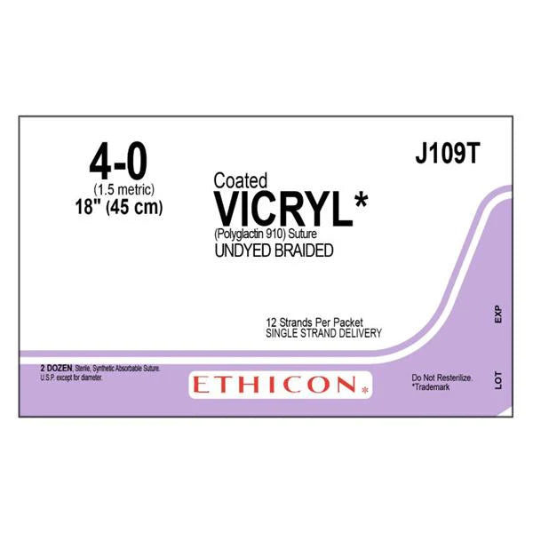 4-0 Coated Vicryl Undyed Braided Suture, 18", 24/Box