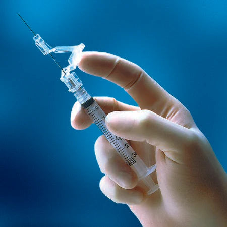 SafetyGlide Injection Needle w/Luer-Lock Syringe, 3mL 23G x 1", Sterile, 50/Box