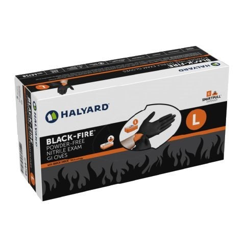 Black-Fire Nitrile Exam Gloves PF Large 150/Box