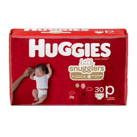 Diapers, Huggies Little Snugglers, Preemie Up to 6lb., 30/Bag