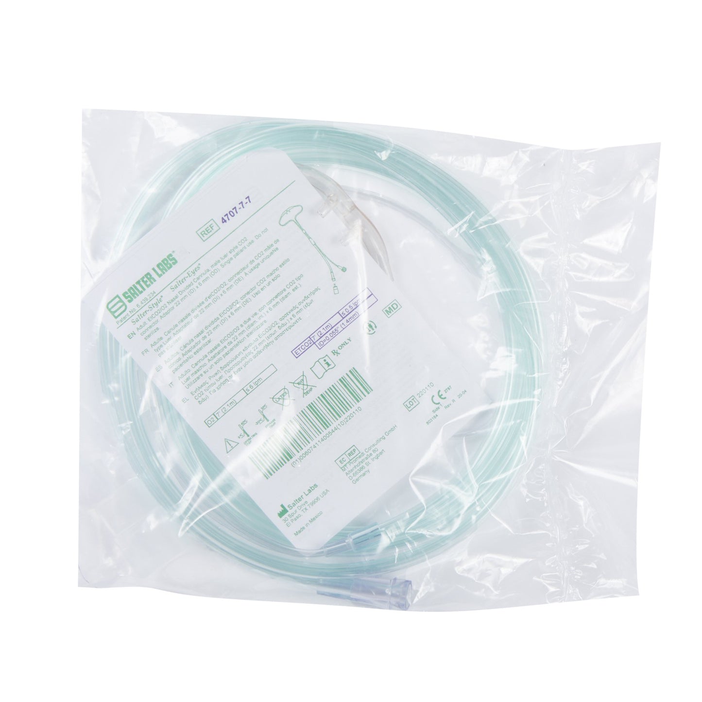 Nasal Divided Cannula, Adult, Adaptor 22mm x 6mm, 7' Tubing, Sterile, 25/Box